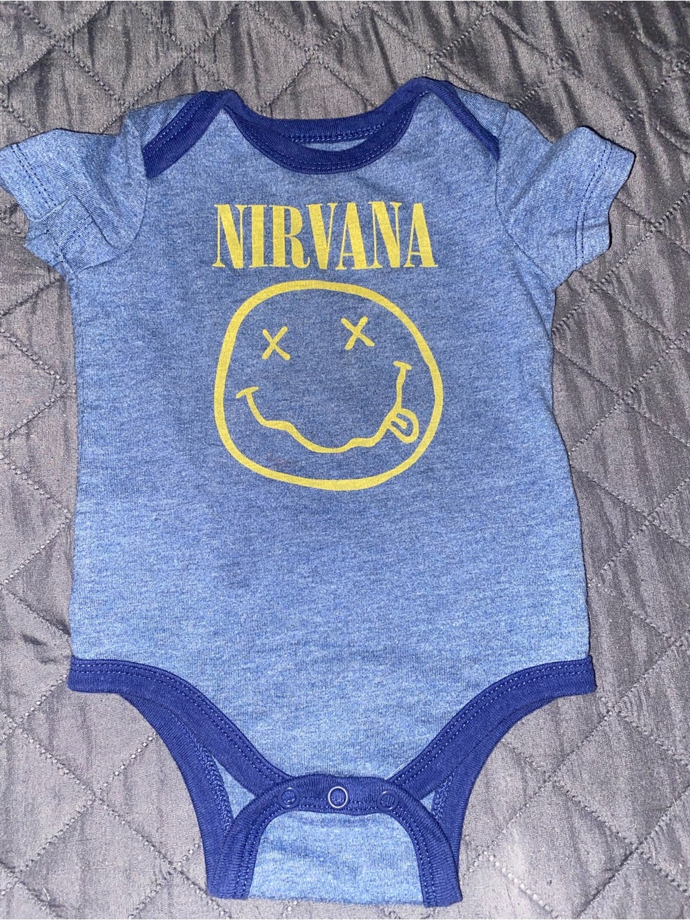 NIRVANA Blue Baby Bodysuit with Yellow Logo